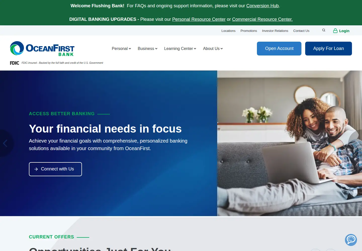 Screenshot of oceanfirst.com