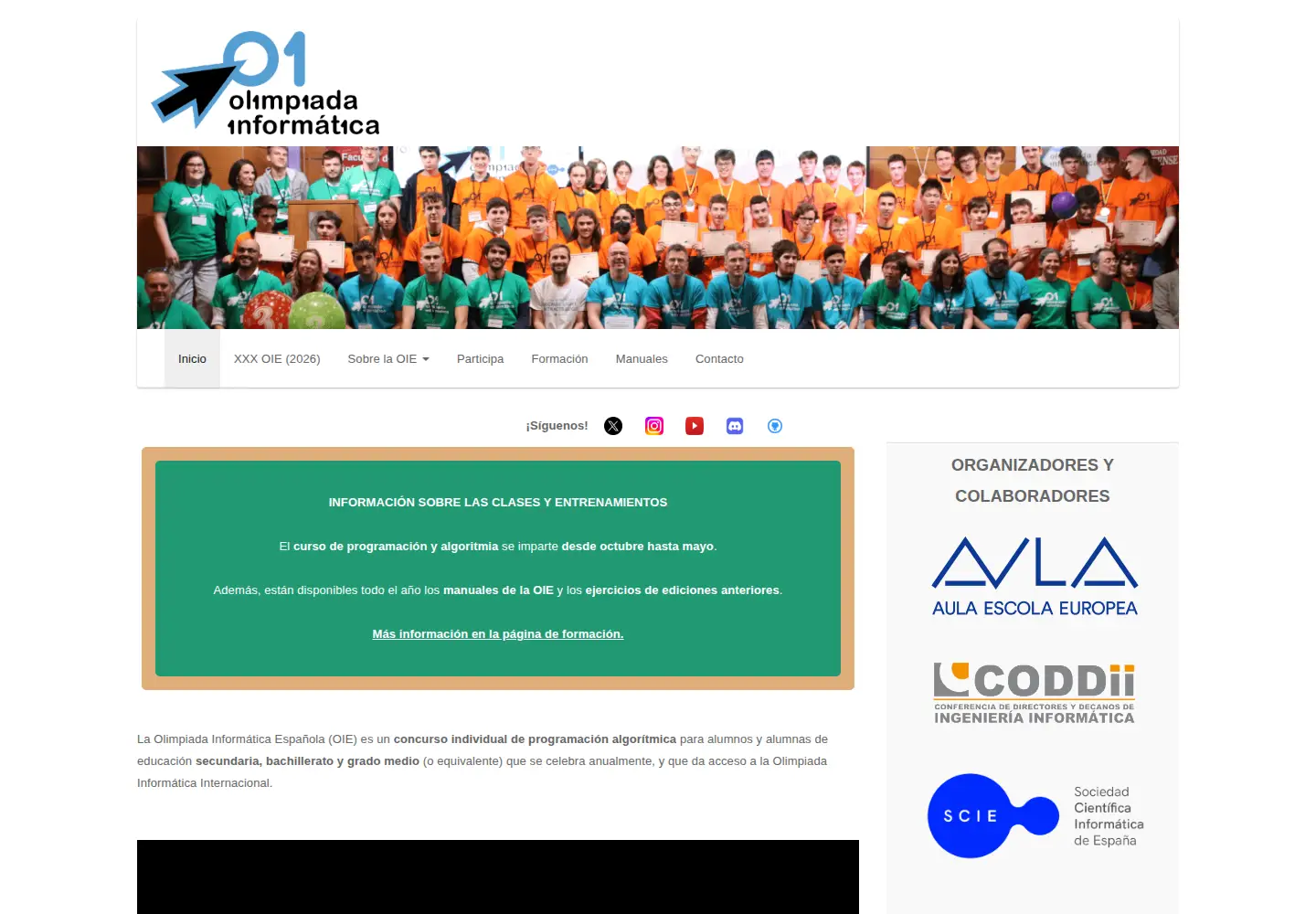 Captured homepage of olimpiada-informatica.org in the current scan