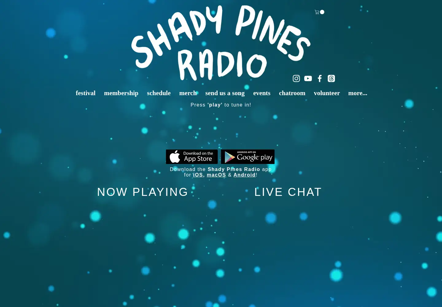 Screenshot of shadypinesradio.com