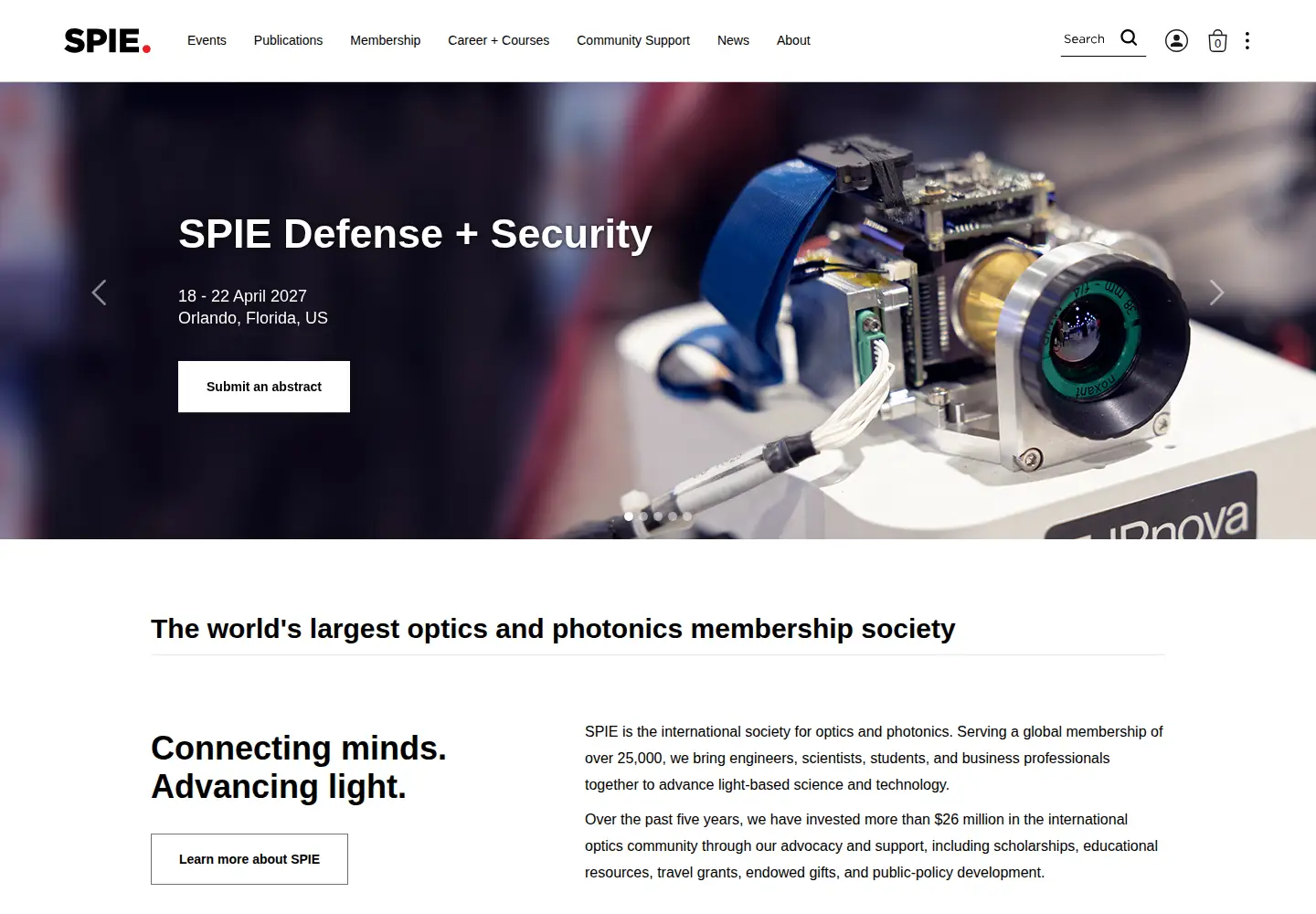 Screenshot of spie.org