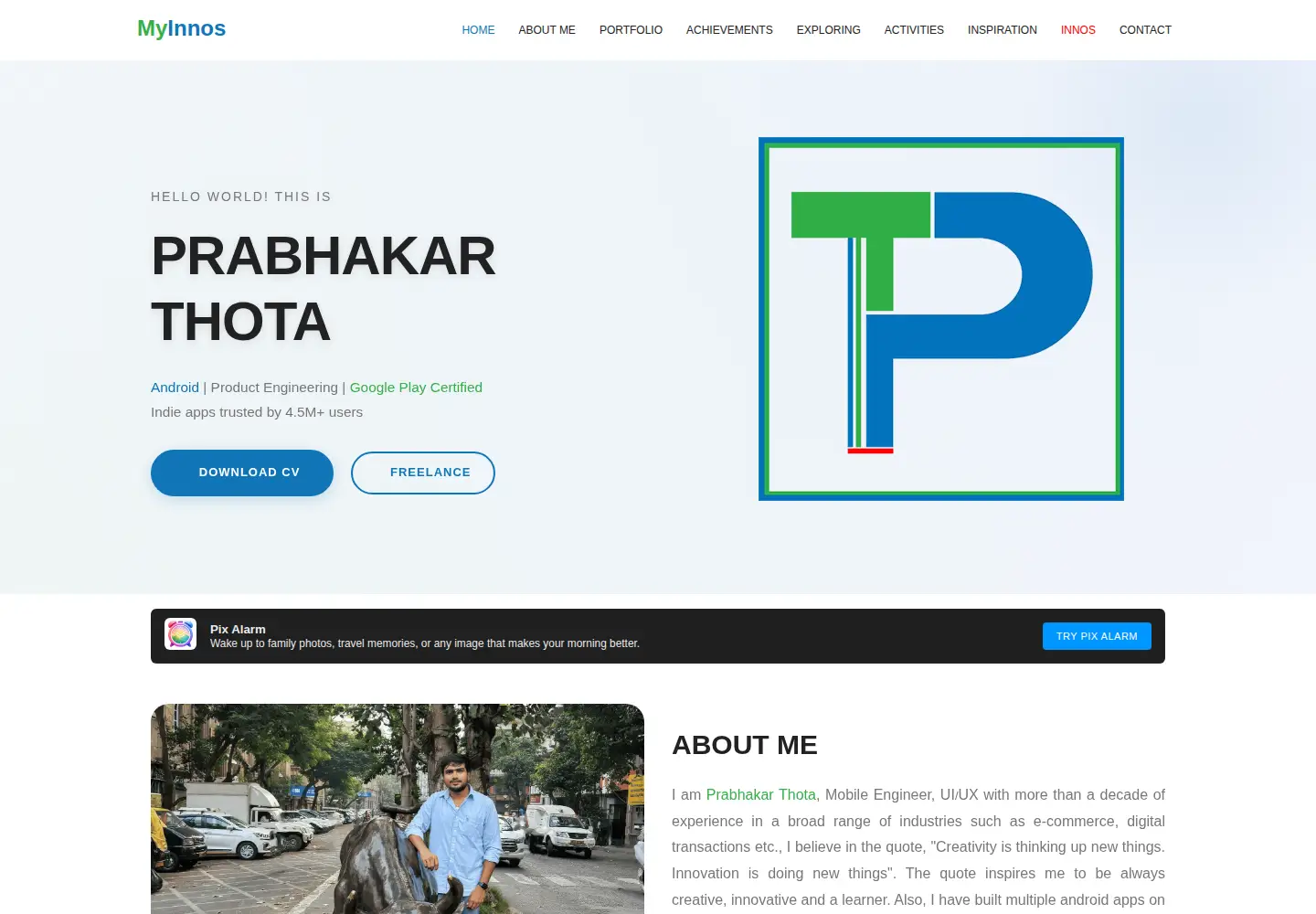 Captured homepage of myinnos.in in the current scan