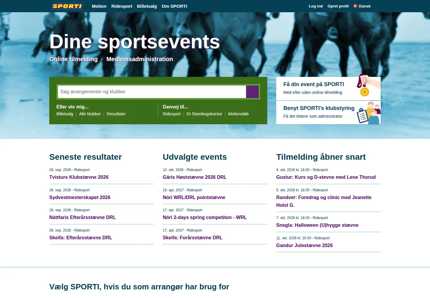 Captured homepage of sporti.dk in the current scan