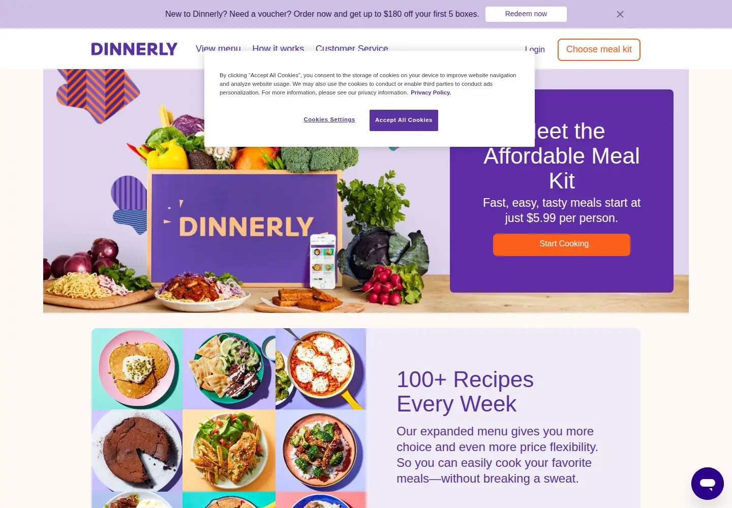 Screenshot of dinnerly.com