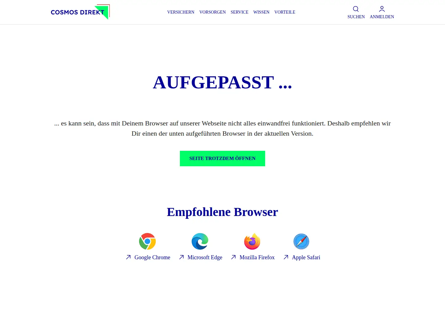 Screenshot of cosmosdirekt.de