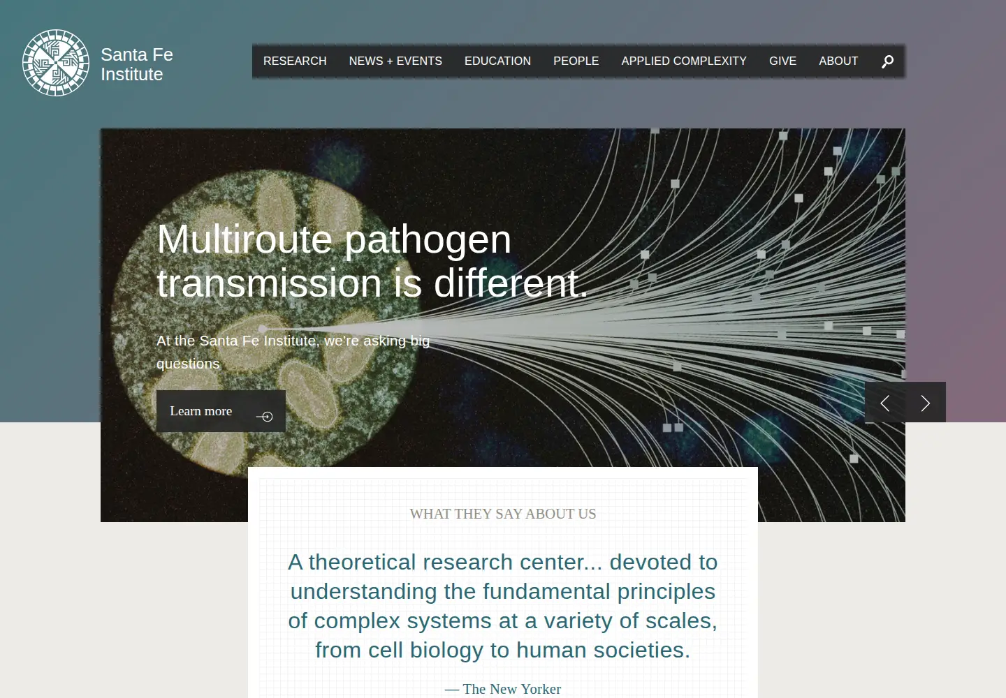 Screenshot of santafe.edu