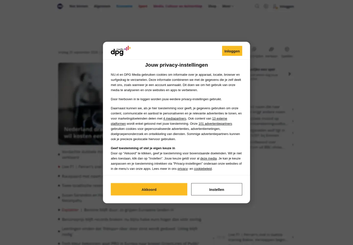 Screenshot of nu.nl