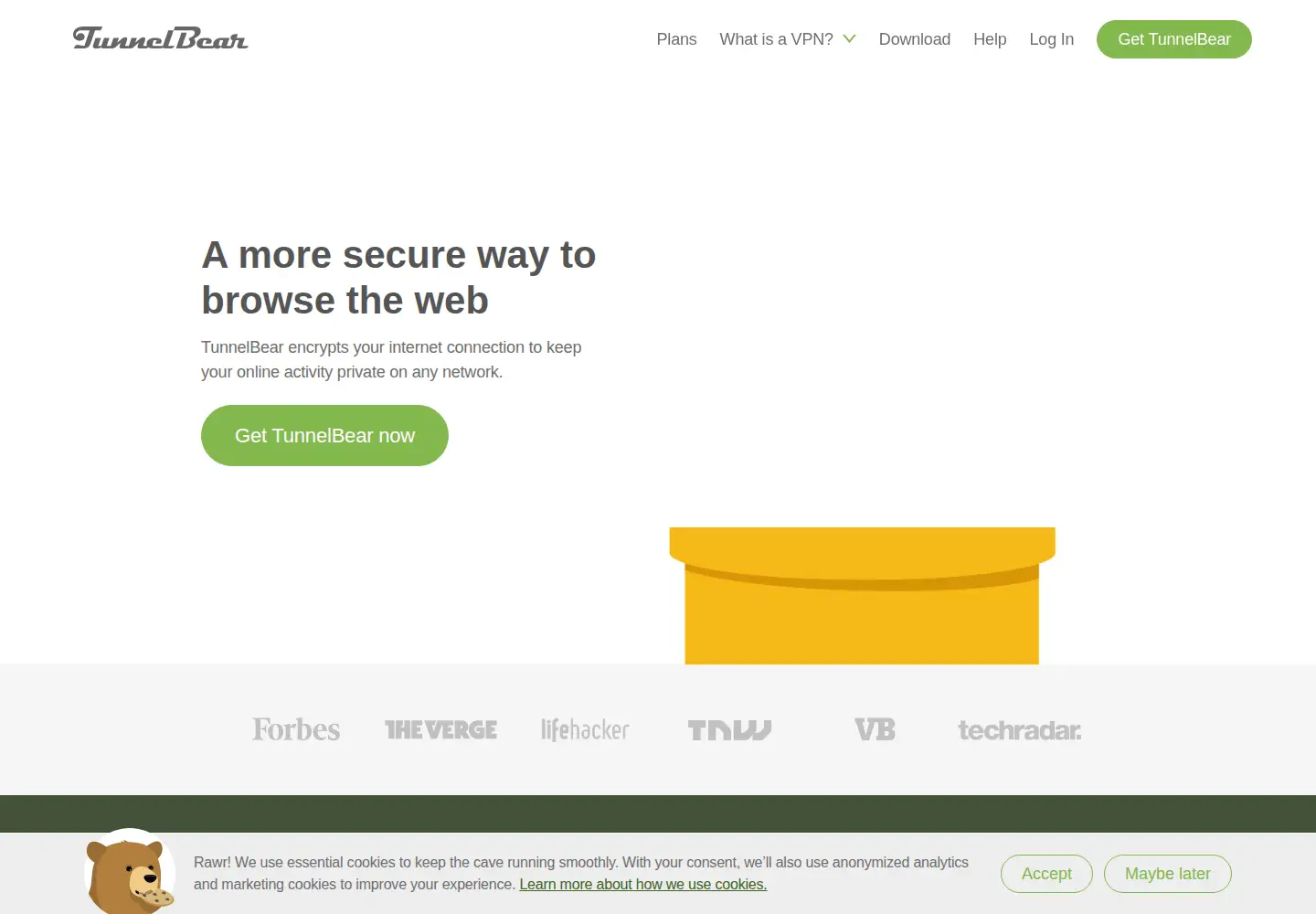 Screenshot of tunnelbear.com