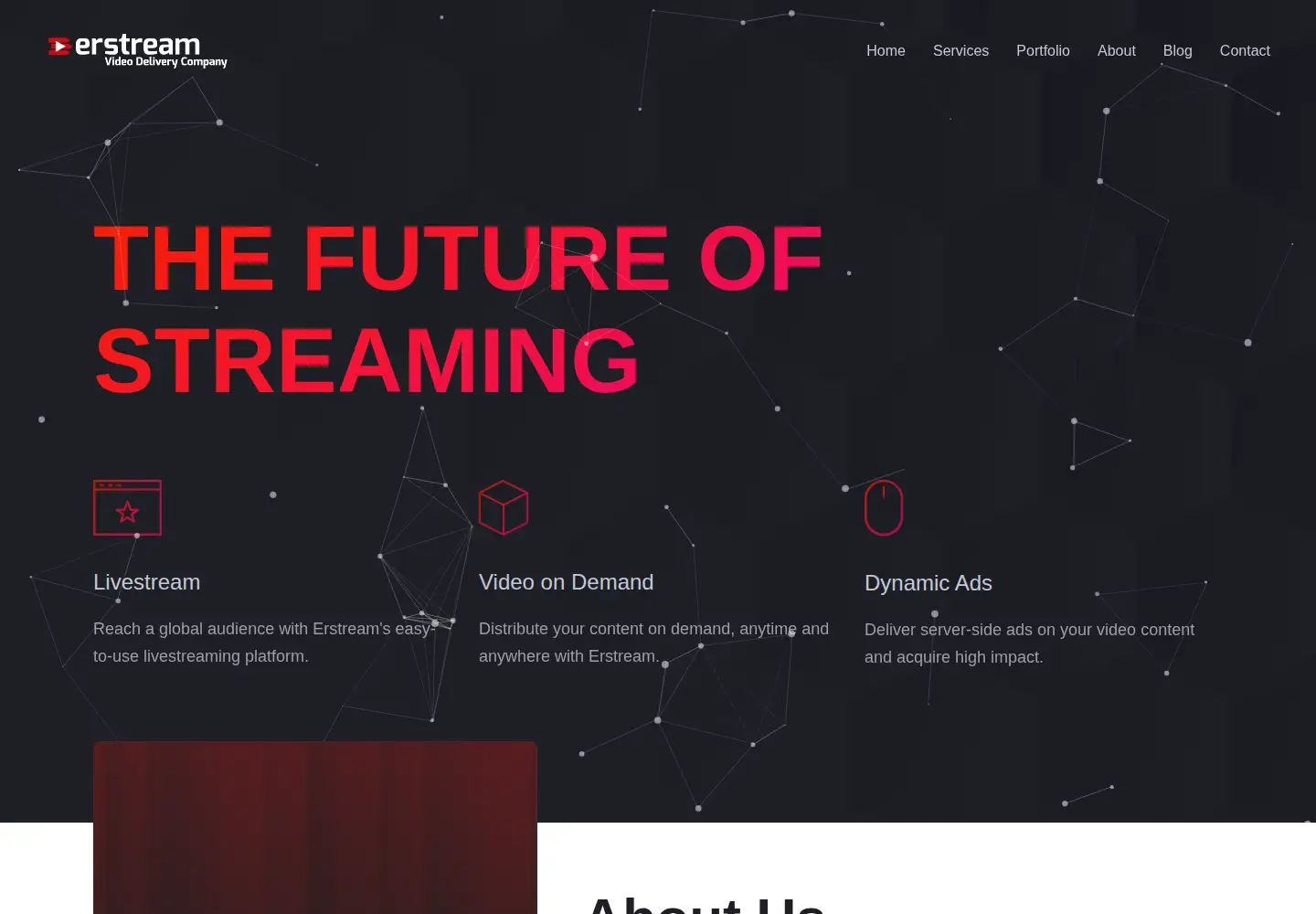 Captured homepage of erstream.com in the current scan