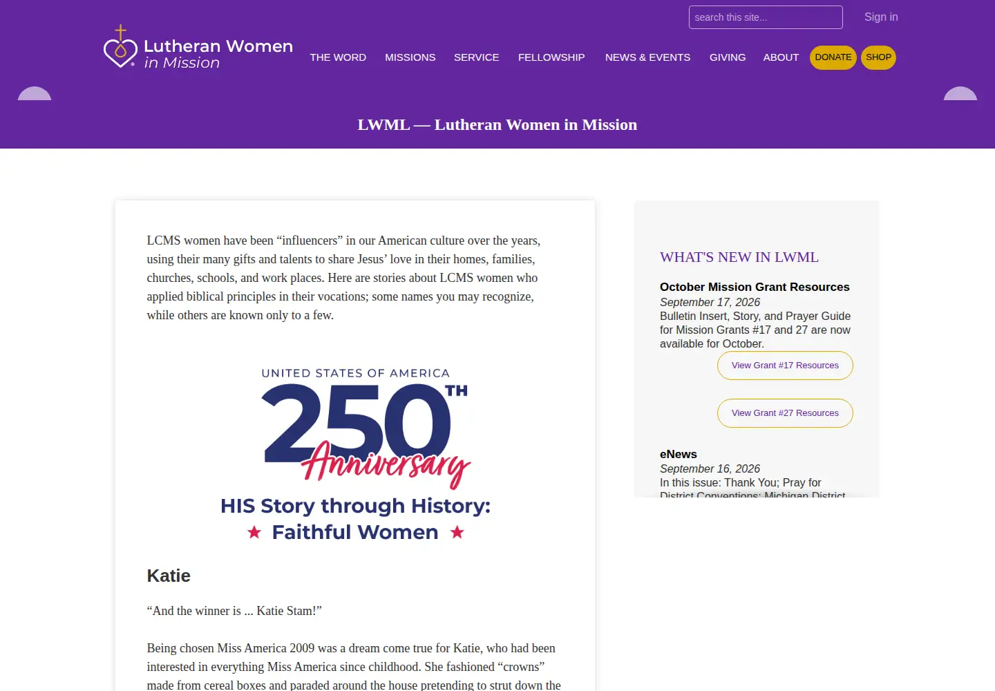 Captured homepage of lwml.org in the current scan