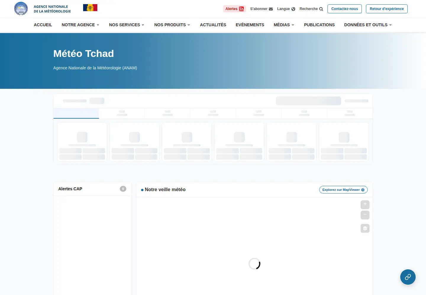 Captured homepage of meteotchad.org in the current scan