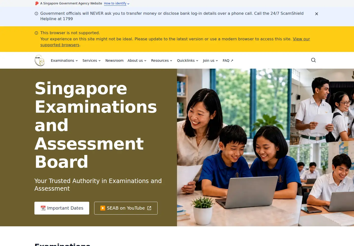 Screenshot of seab.gov.sg