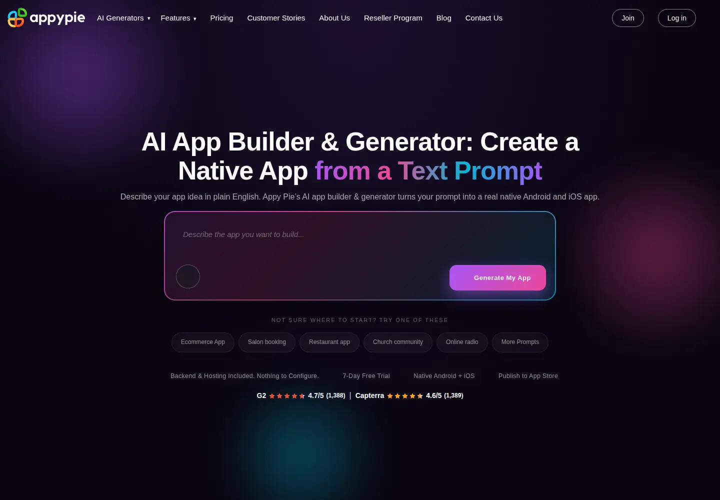 Screenshot of appypie.com