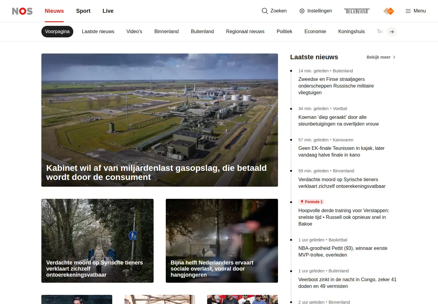 Screenshot of nos.nl