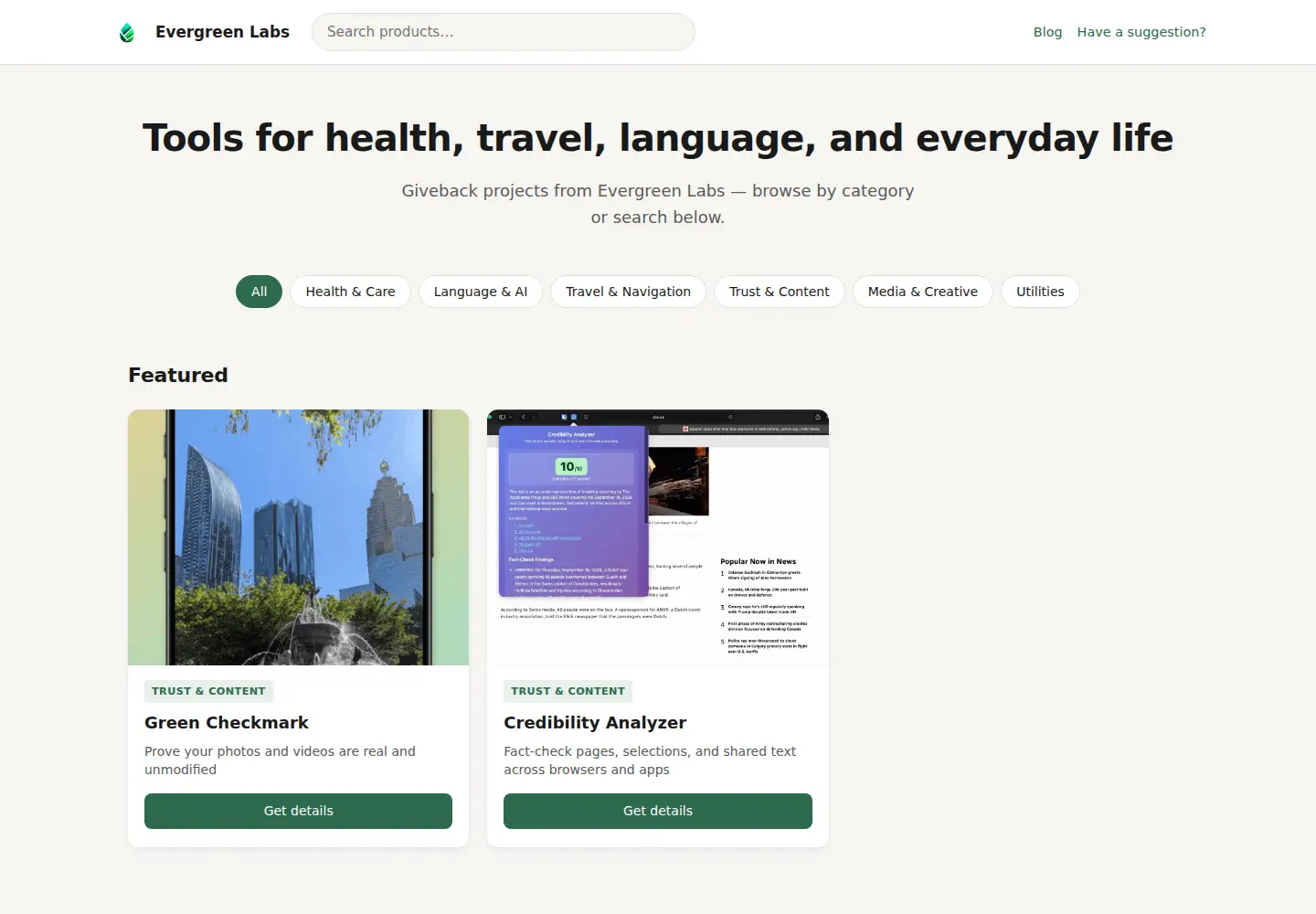 Screenshot of evergreen-labs.org