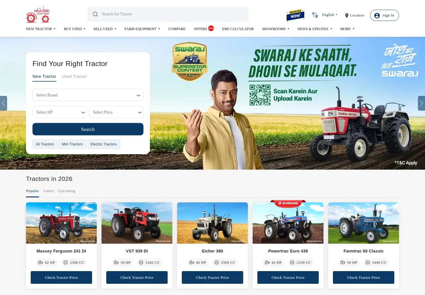Screenshot of tractorjunction.com