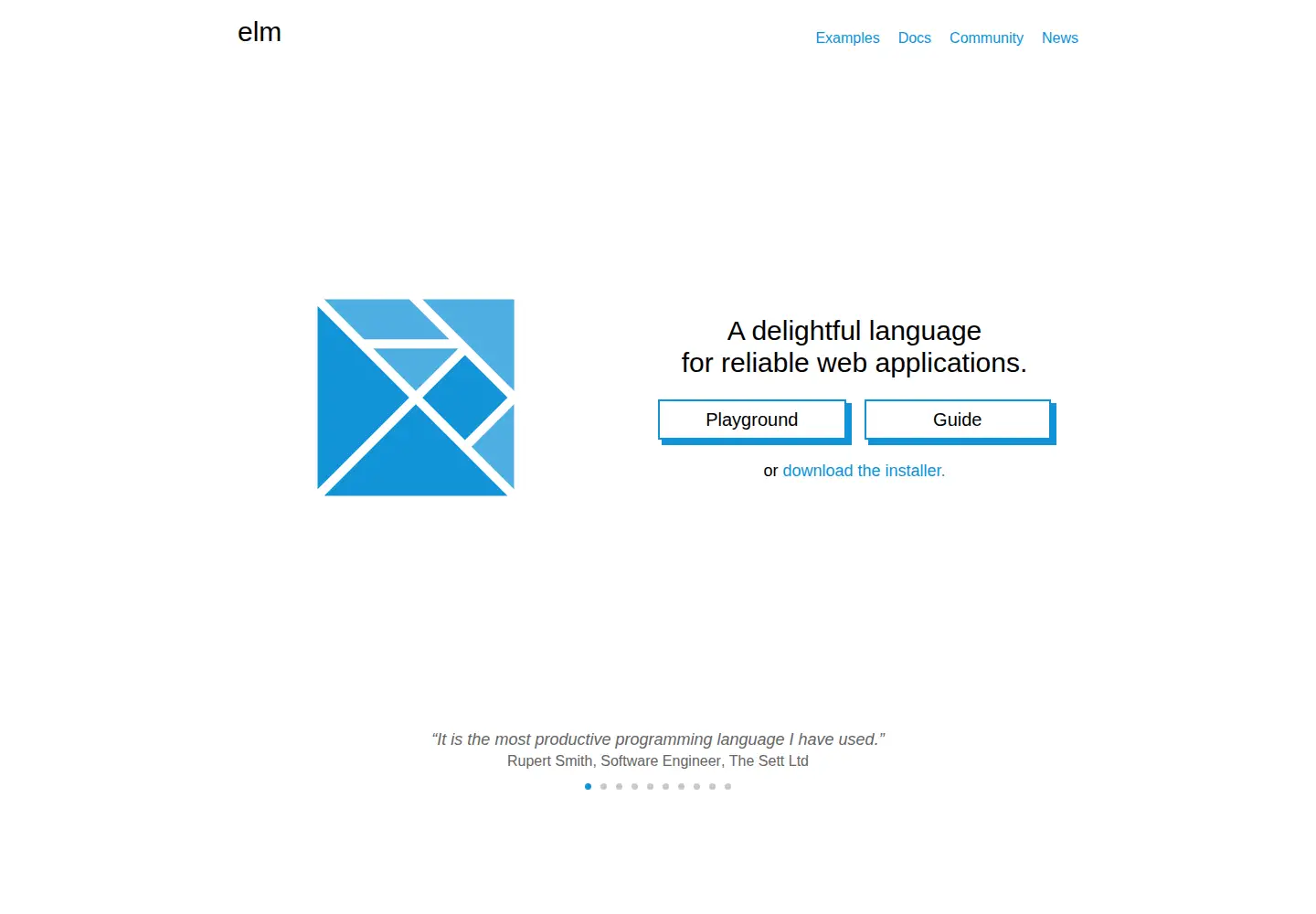 Screenshot of elm-lang.org