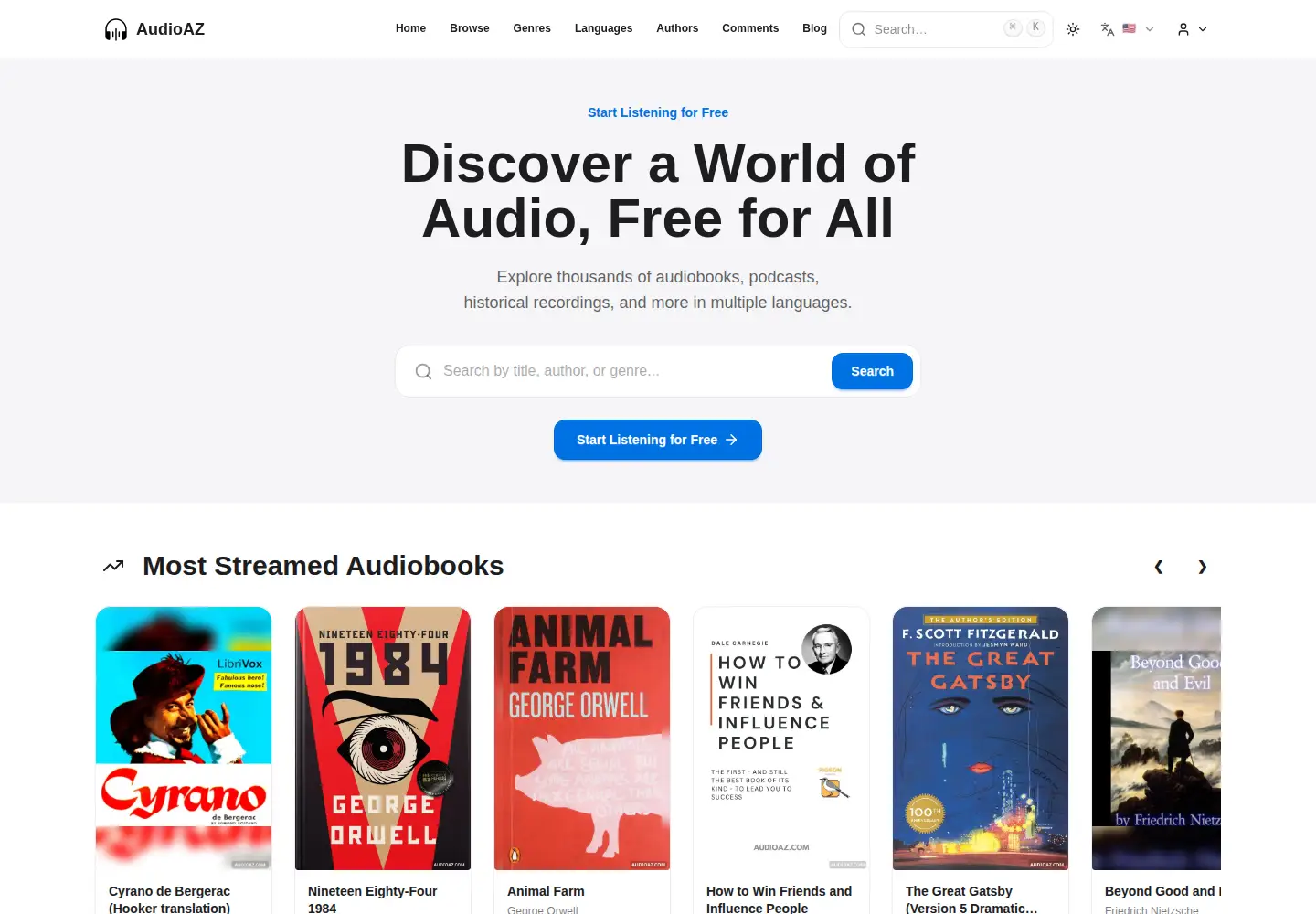 Screenshot of audioaz.com