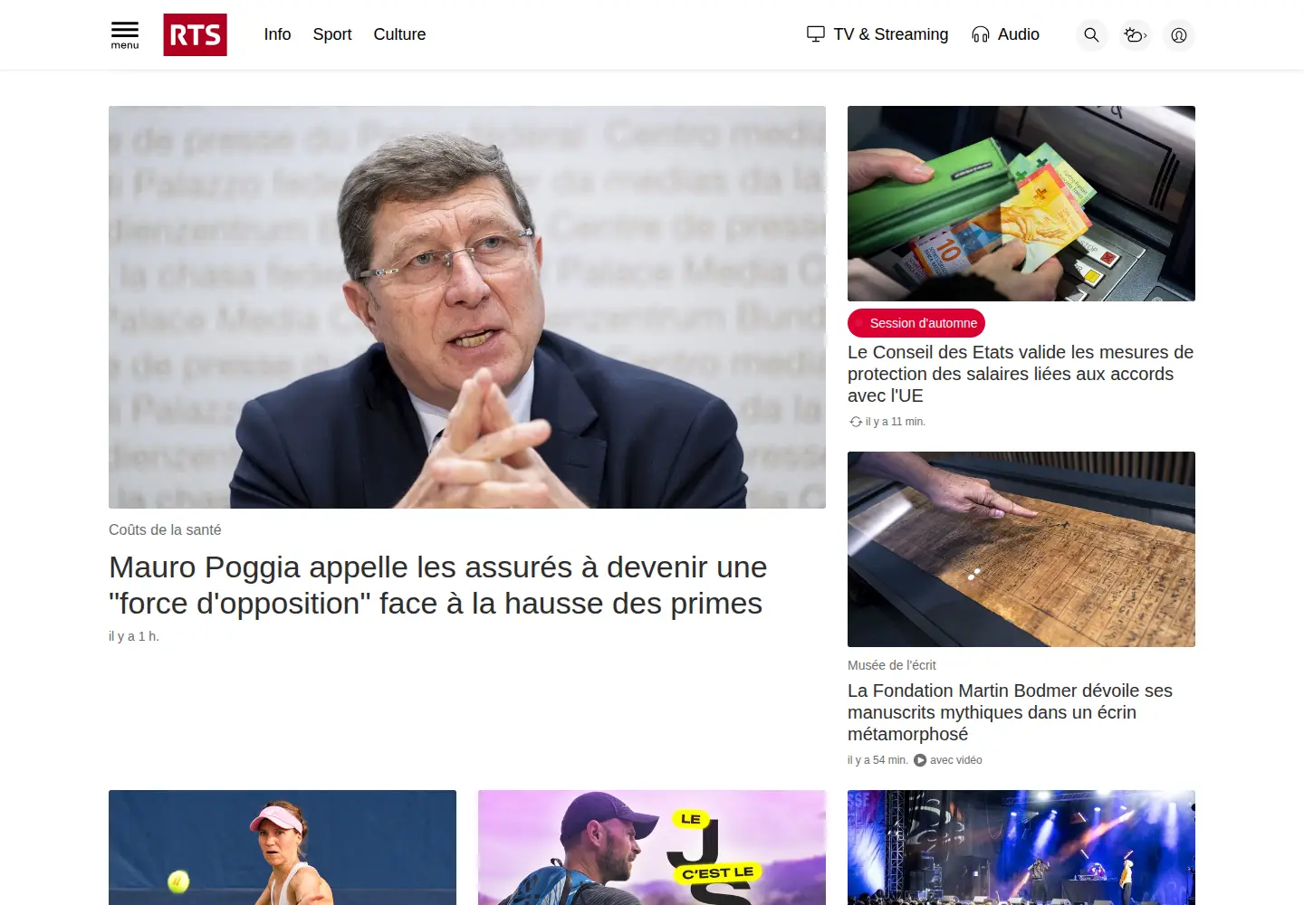 Screenshot of rts.ch