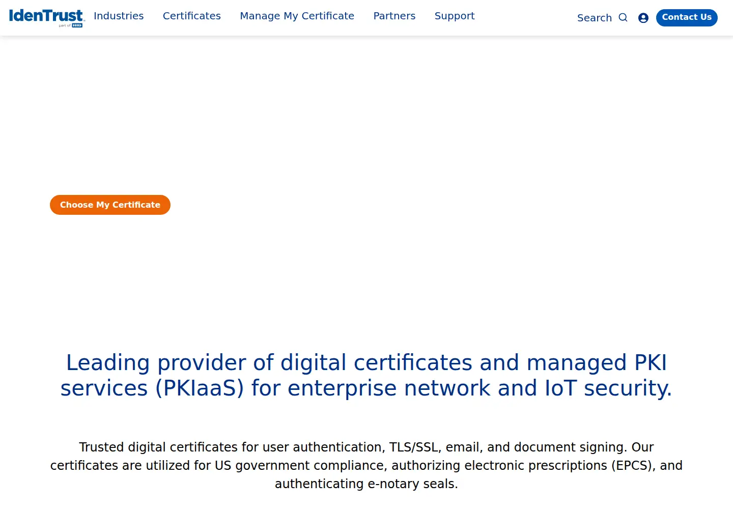 Screenshot of identrust.com