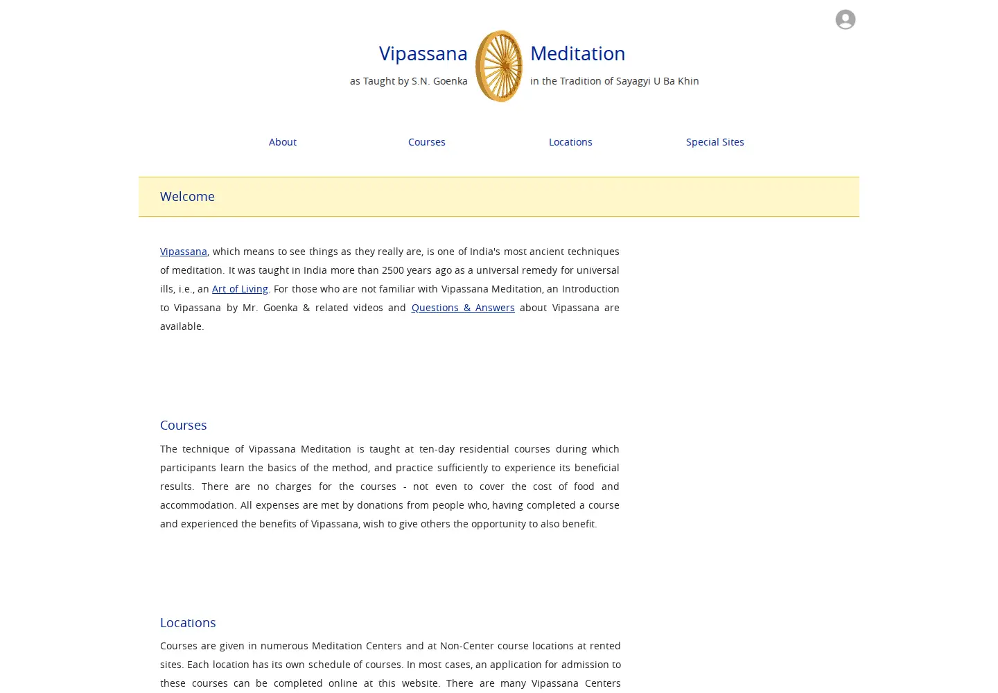 Screenshot of dhamma.org
