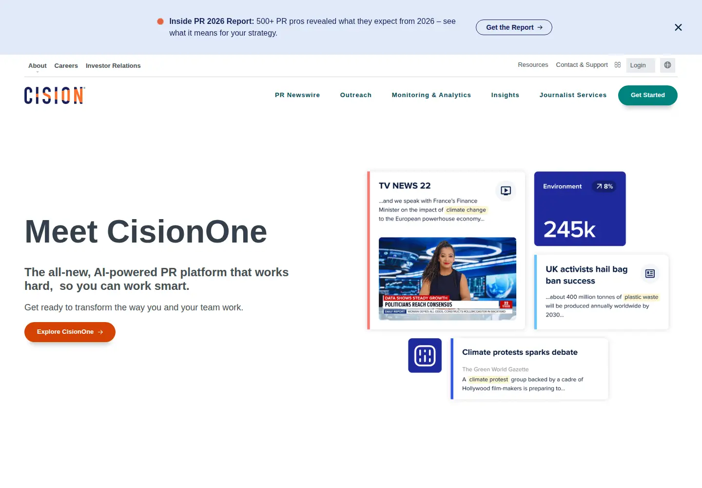 Captured homepage of cision.co.uk in the current scan