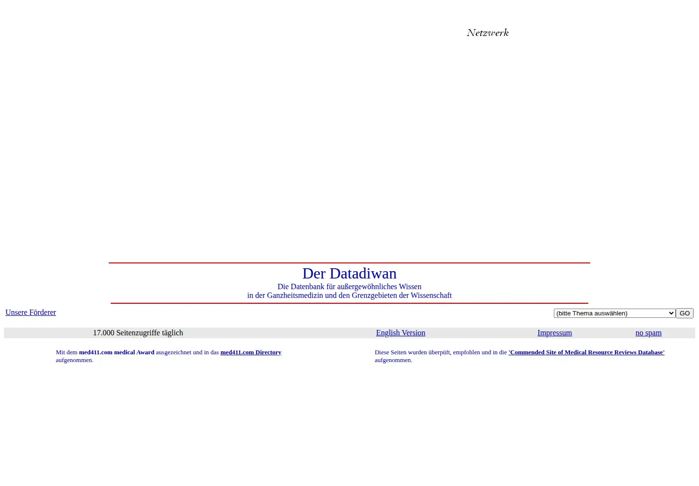 Captured homepage of datadiwan.de in the current scan