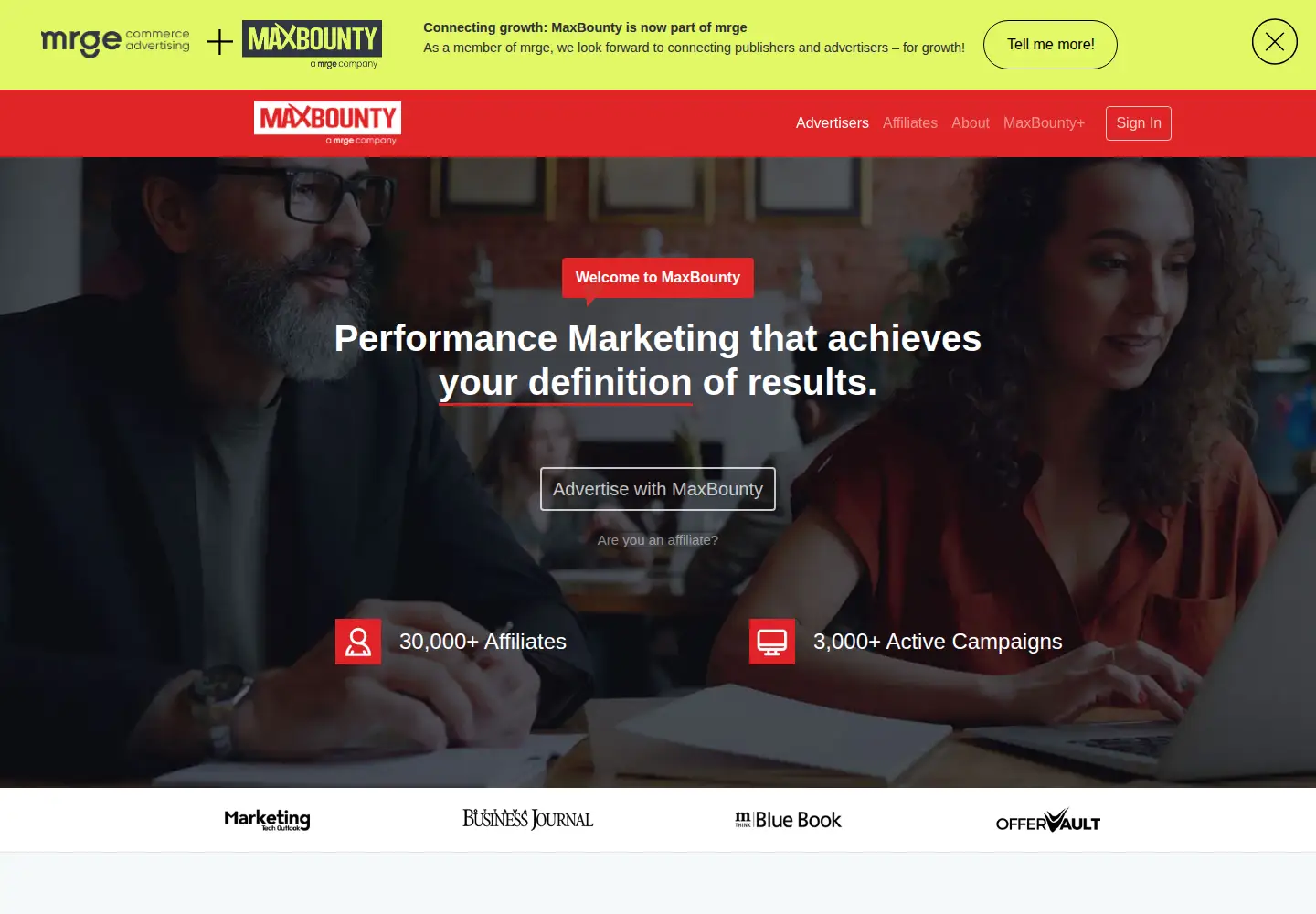 Screenshot of maxbounty.com
