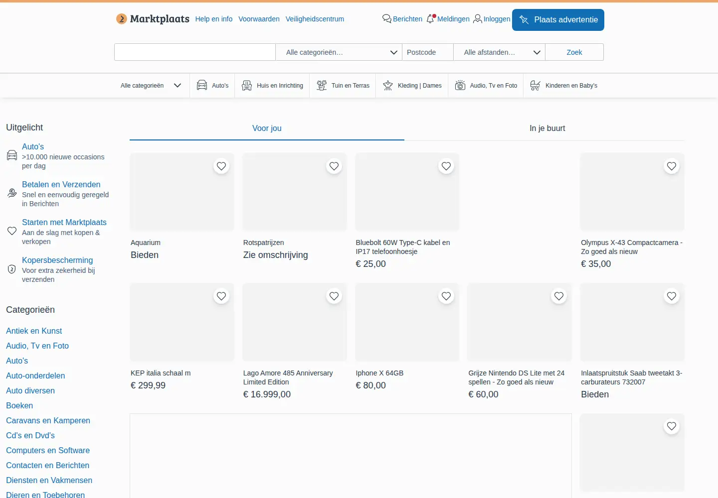 Screenshot of marktplaats.nl