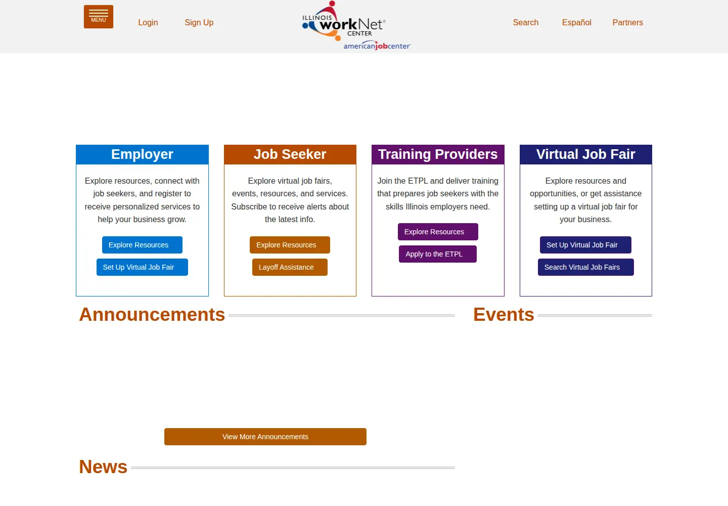 Screenshot of illinoisworknet.com