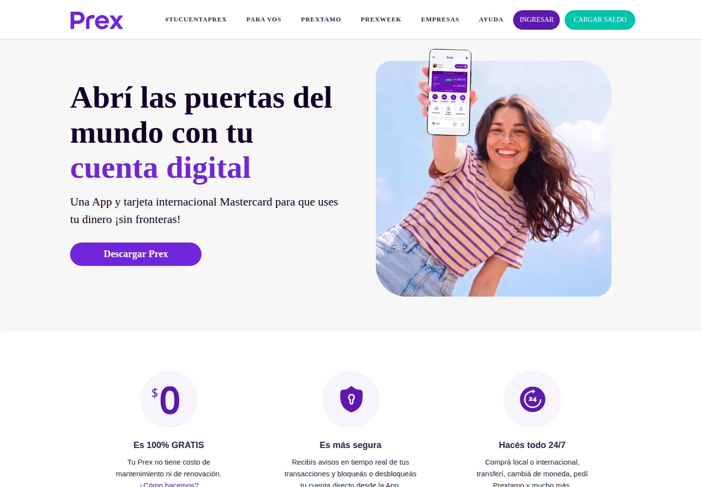Screenshot of prexcard.com