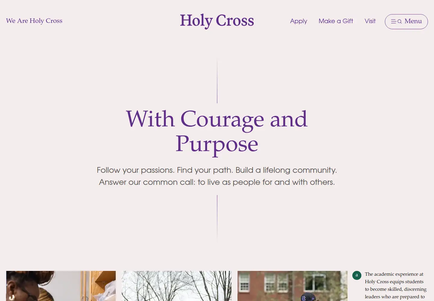 Screenshot of holycross.edu