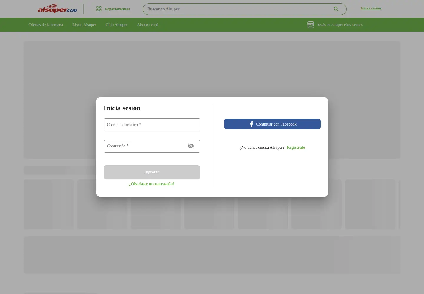 Captured homepage of alsuper.com in the current scan