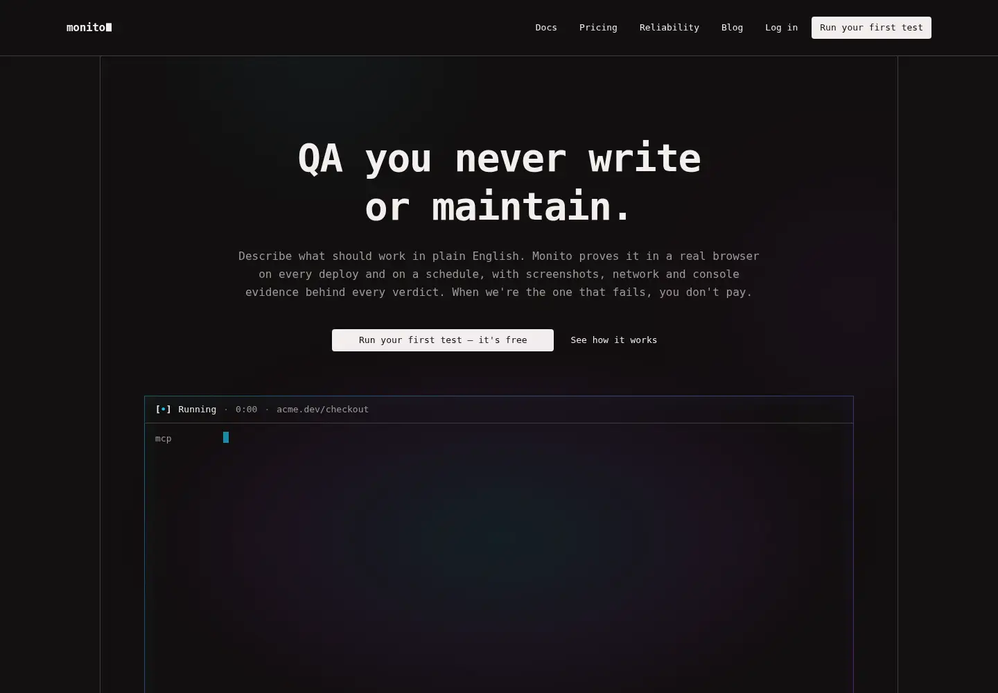 Screenshot of monito.dev