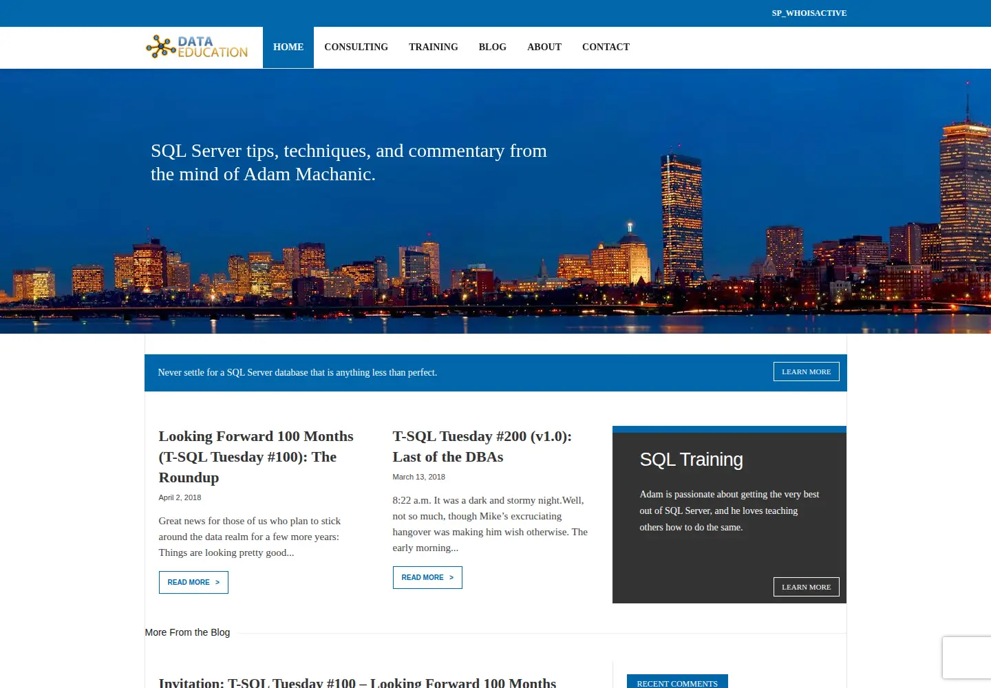 Screenshot of dataeducation.com
