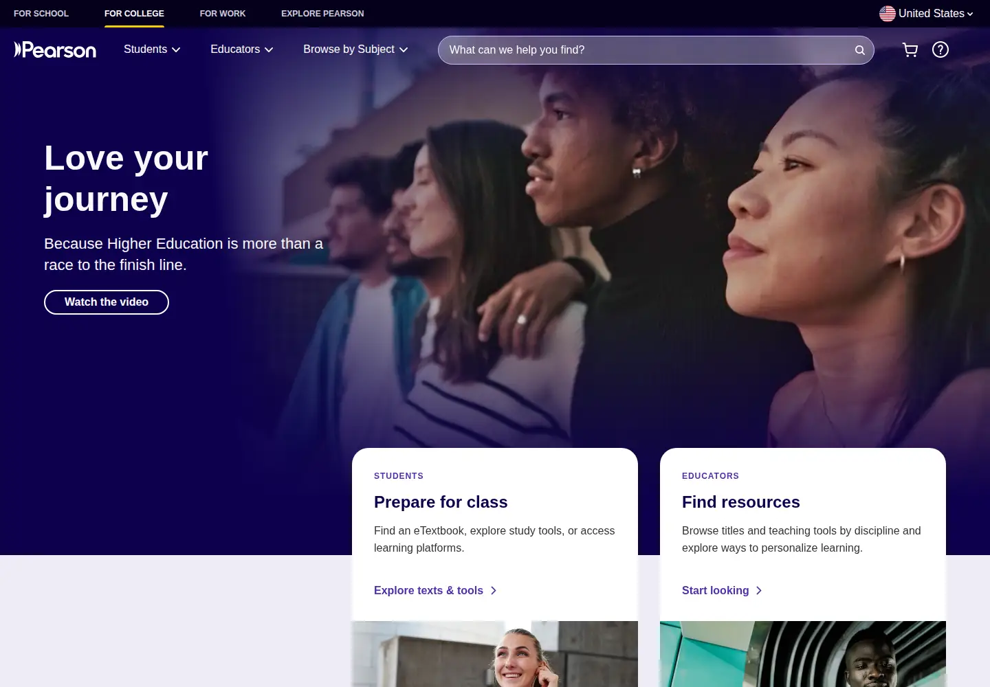 Screenshot of pearsonhighered.com