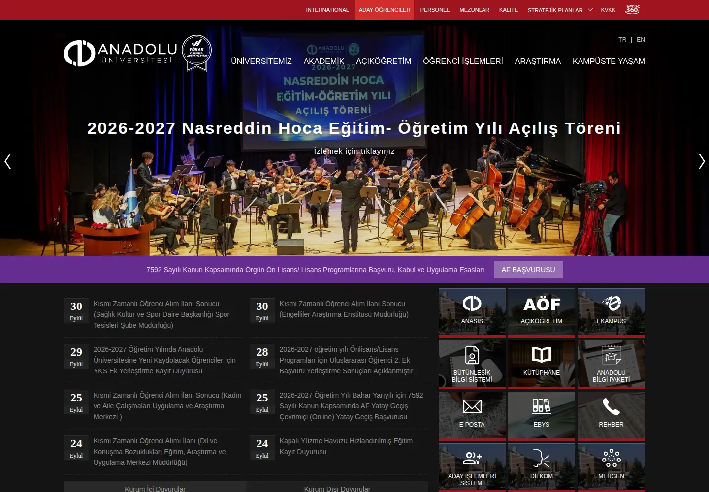 Screenshot of anadolu.edu.tr