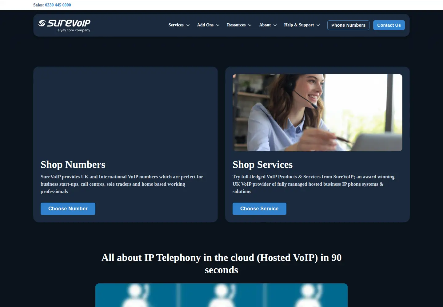 Captured homepage of surevoip.co.uk in the current scan