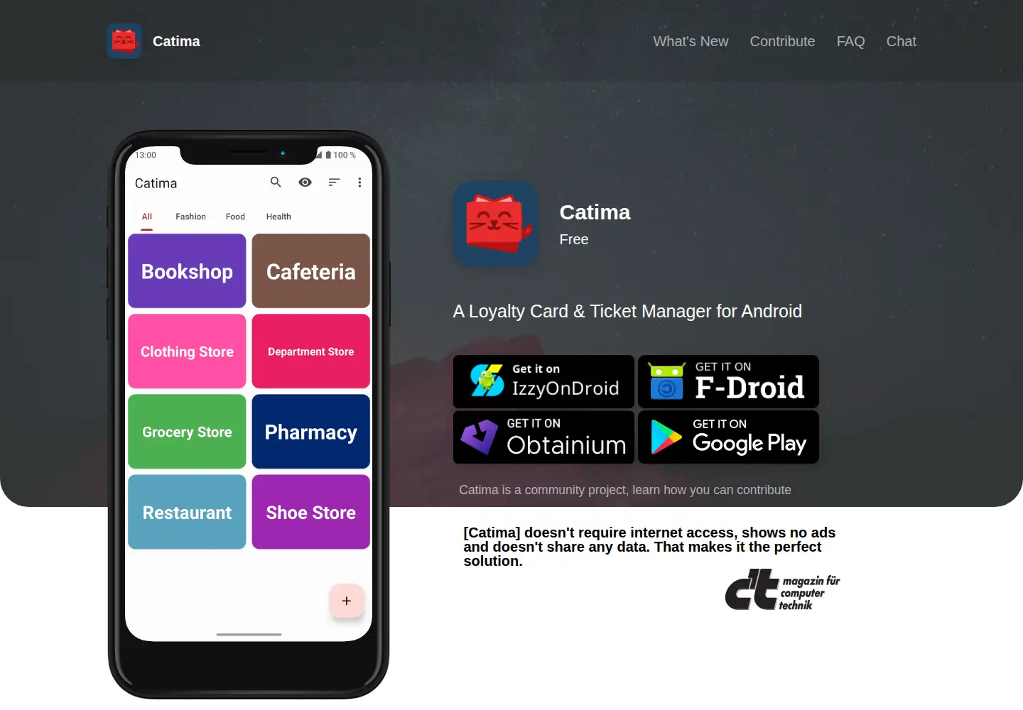 Screenshot of catima.app