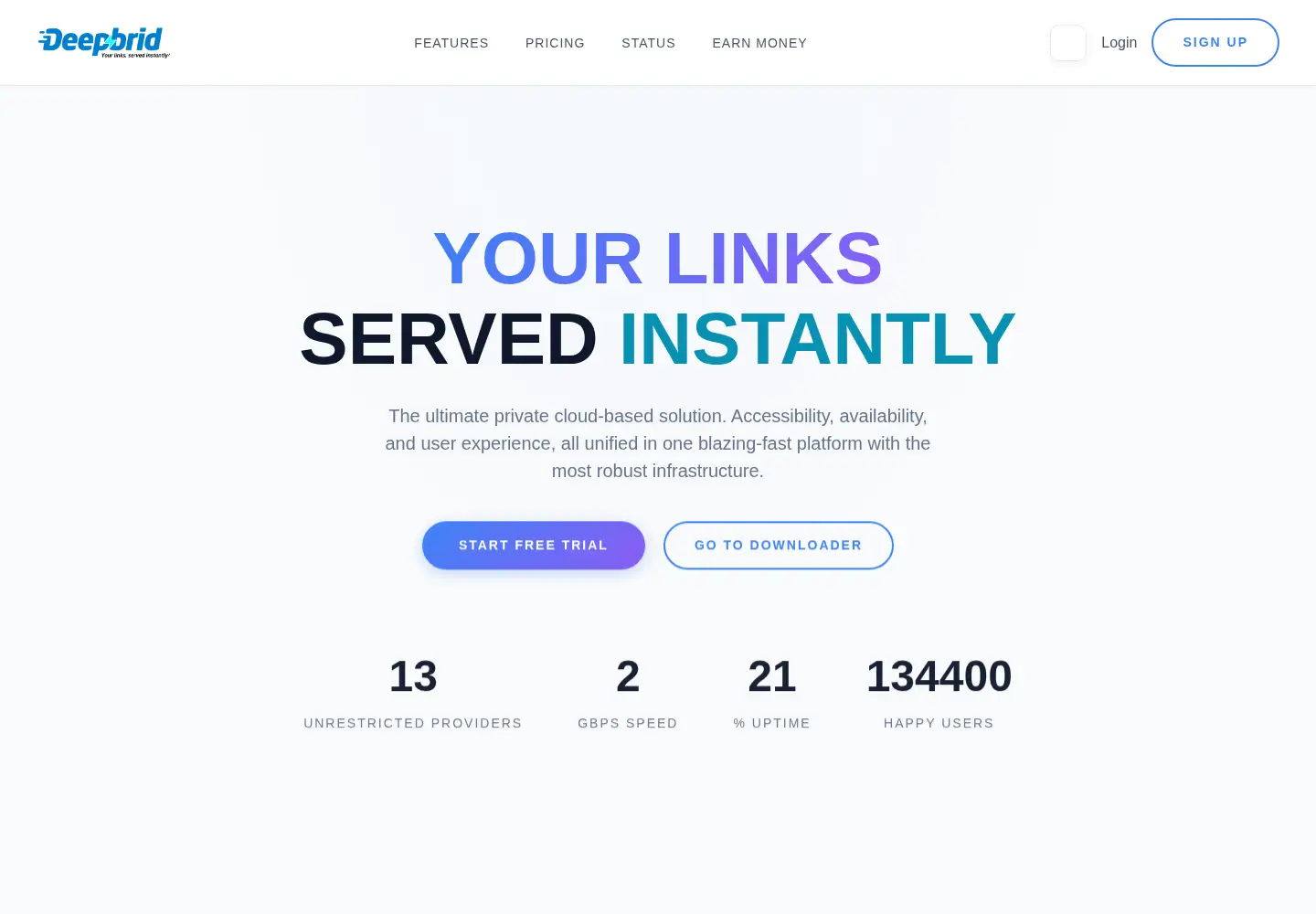 Captured homepage of deepbrid.com in the current scan