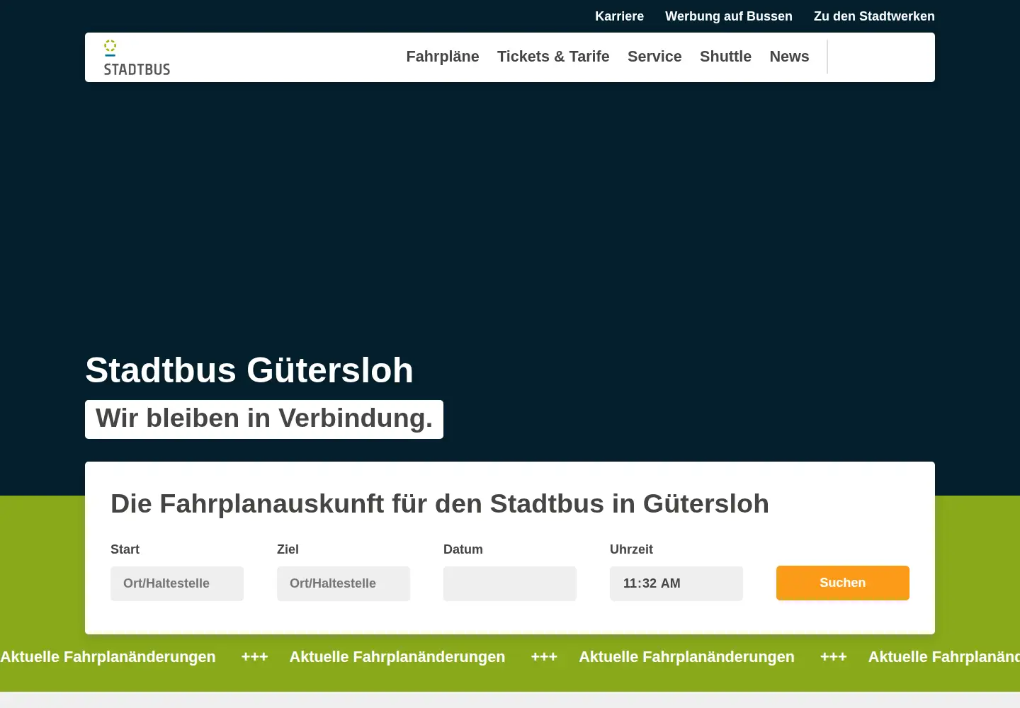 Captured homepage of stadtbus-gt.de in the current scan