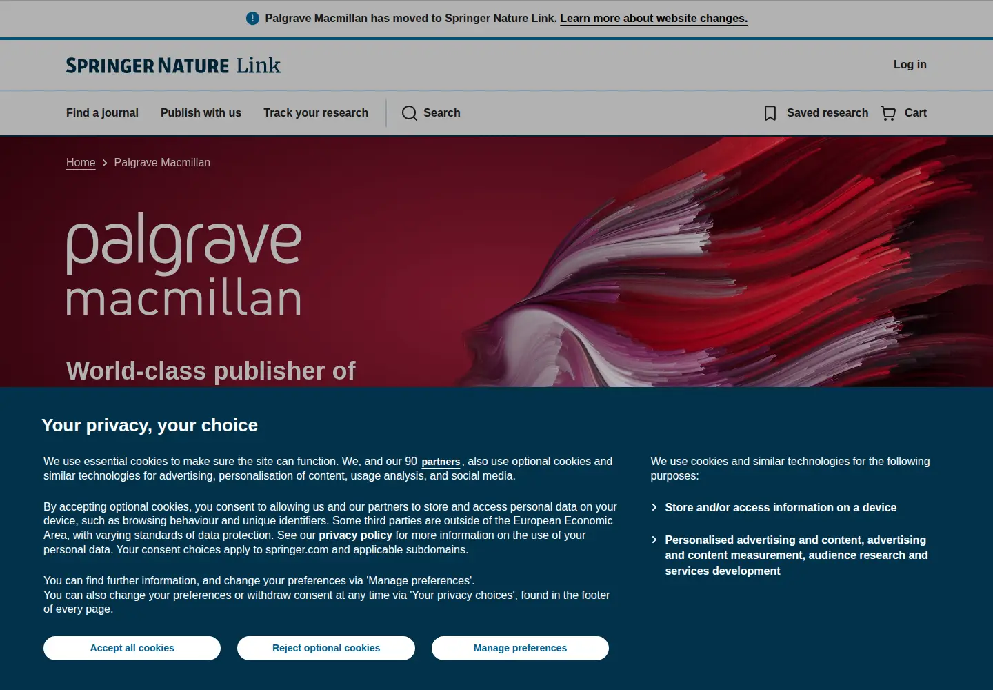 Screenshot of palgrave.com