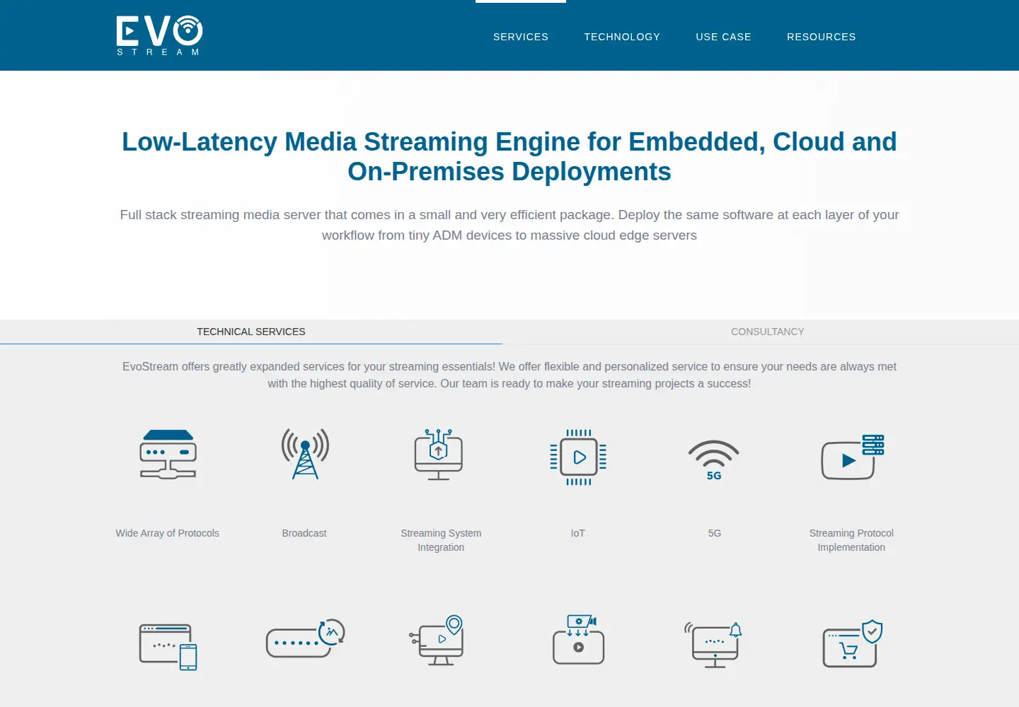 Captured homepage of evostream.com in the current scan