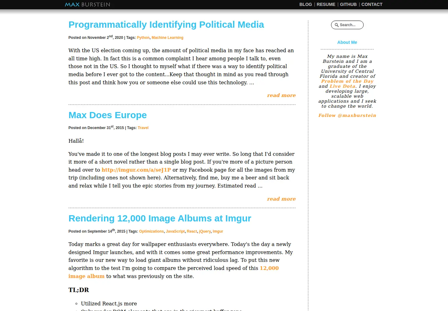 Screenshot of maxburstein.com