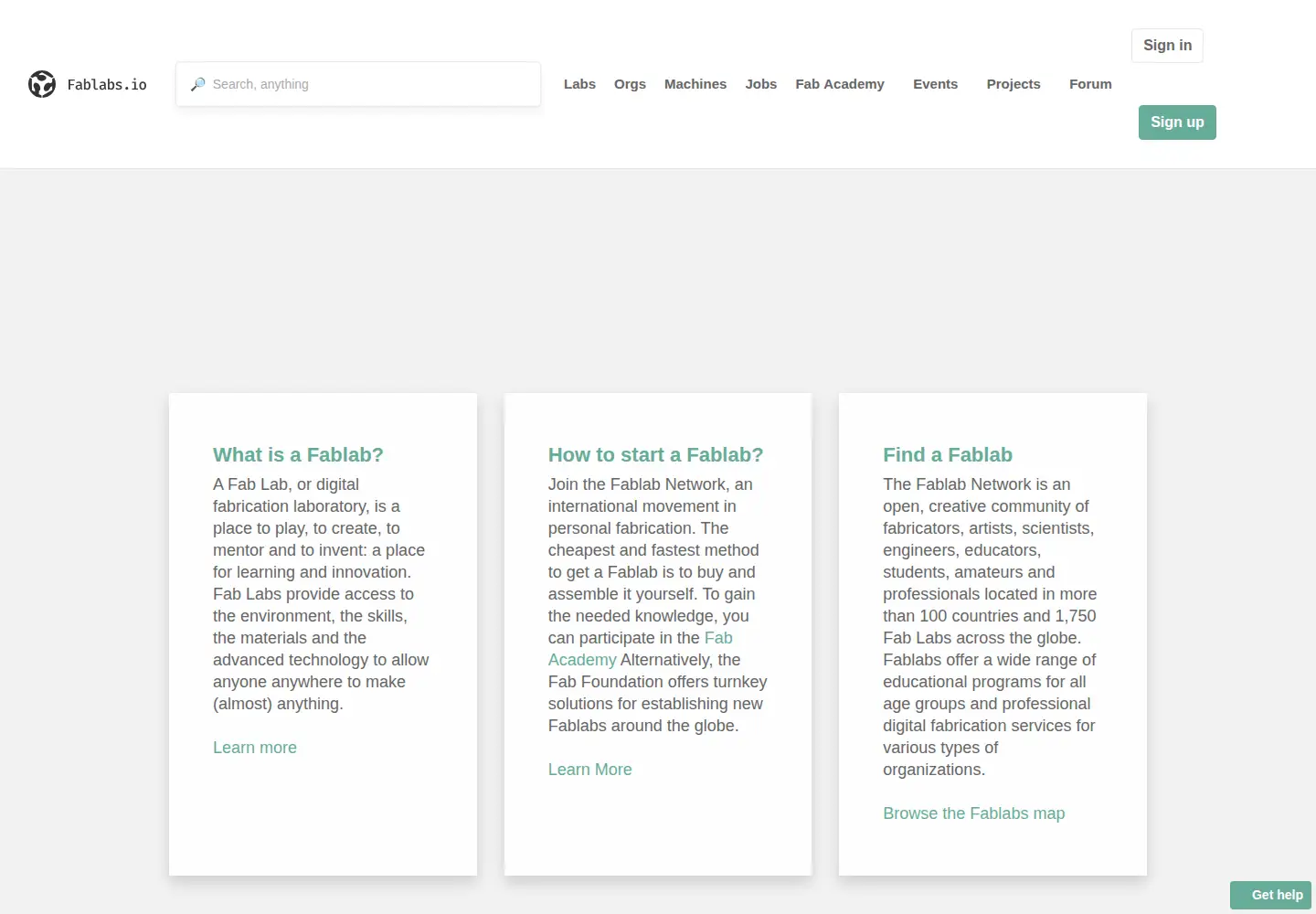 Screenshot of fablabs.io