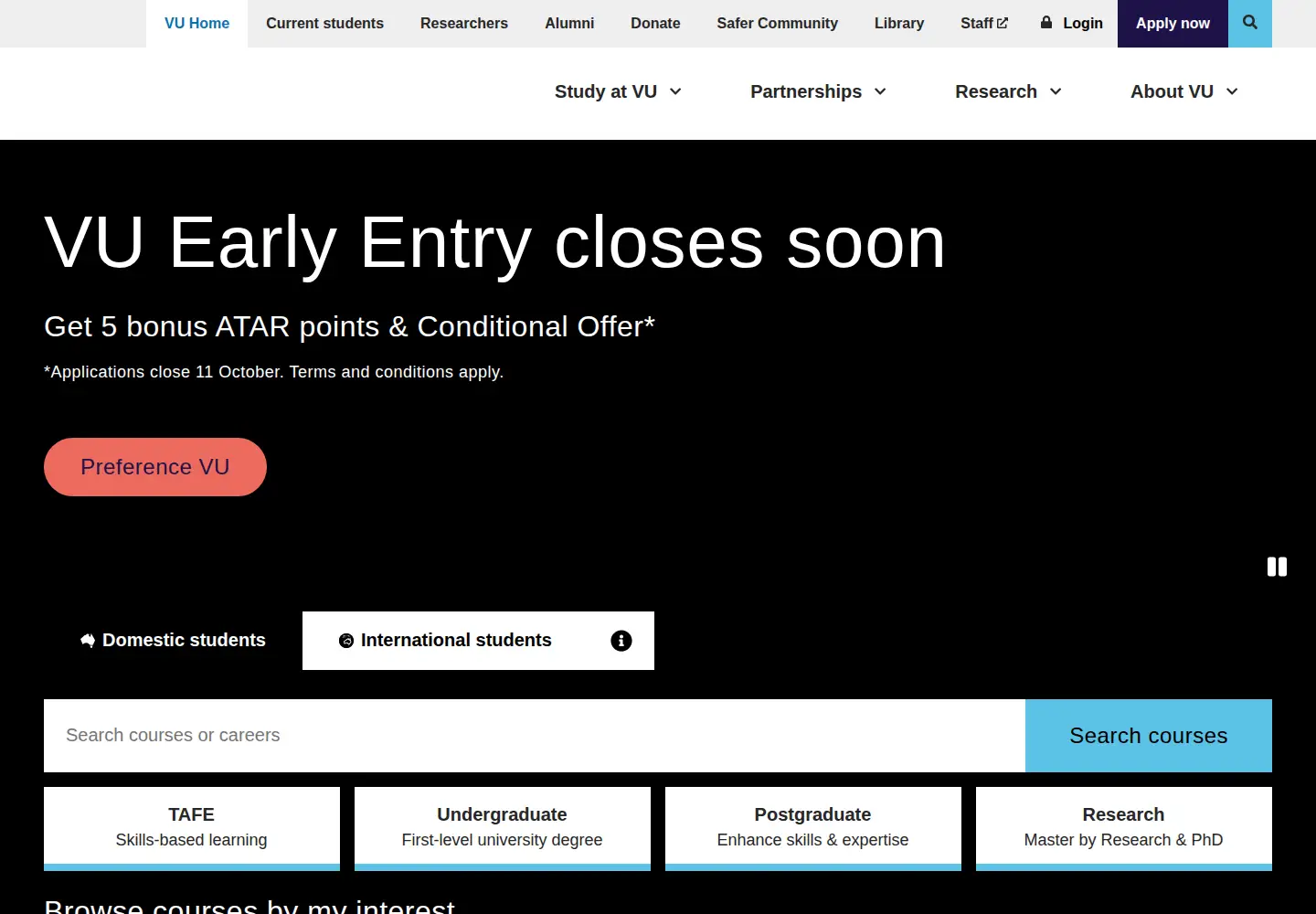 Screenshot of vu.edu.au