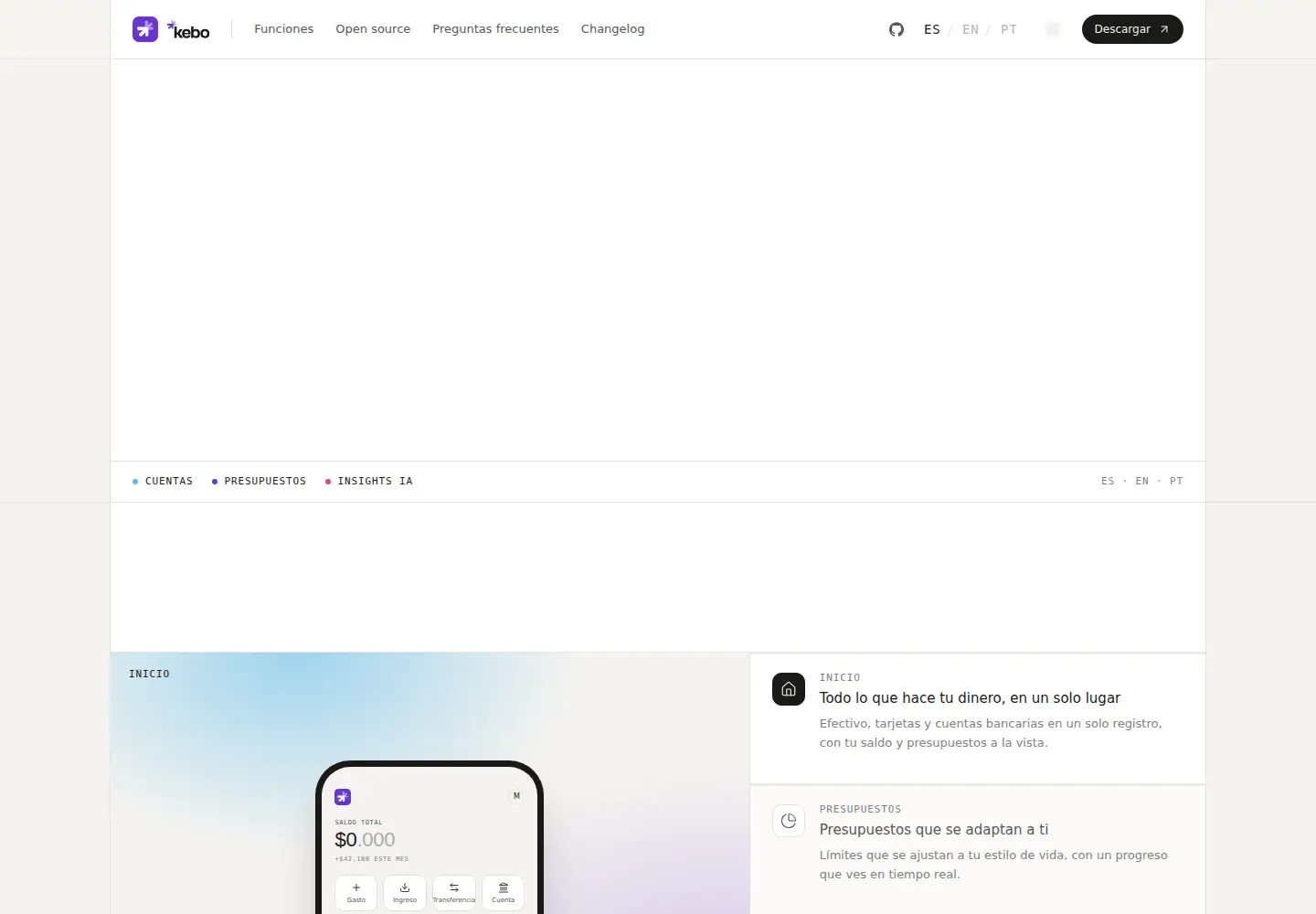 Captured homepage of kebo.app in the current scan