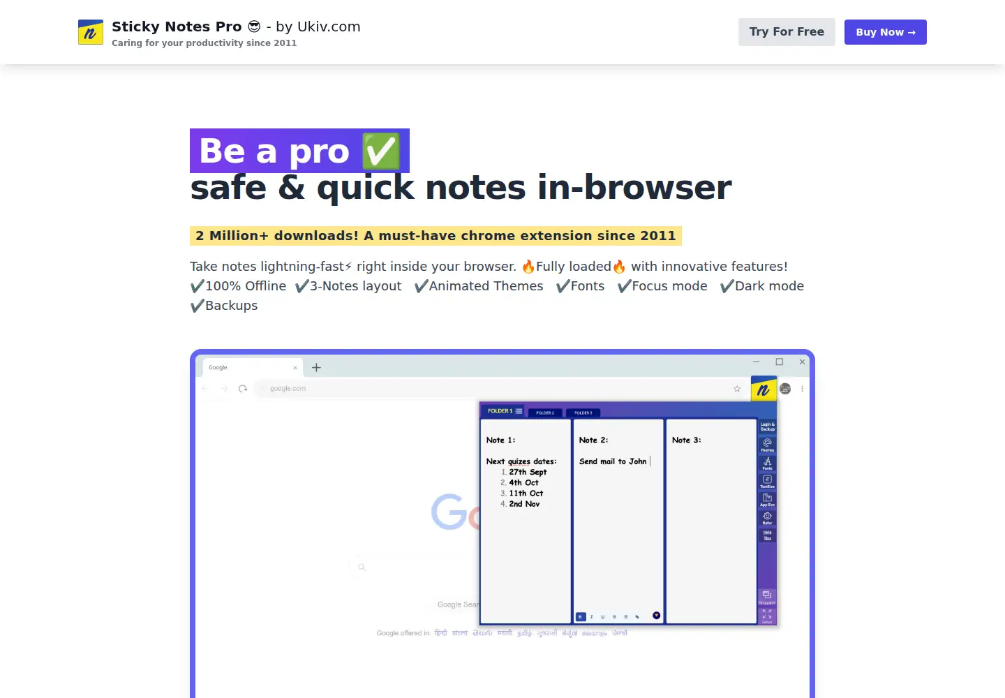 Captured homepage of getstickynotes.com in the current scan