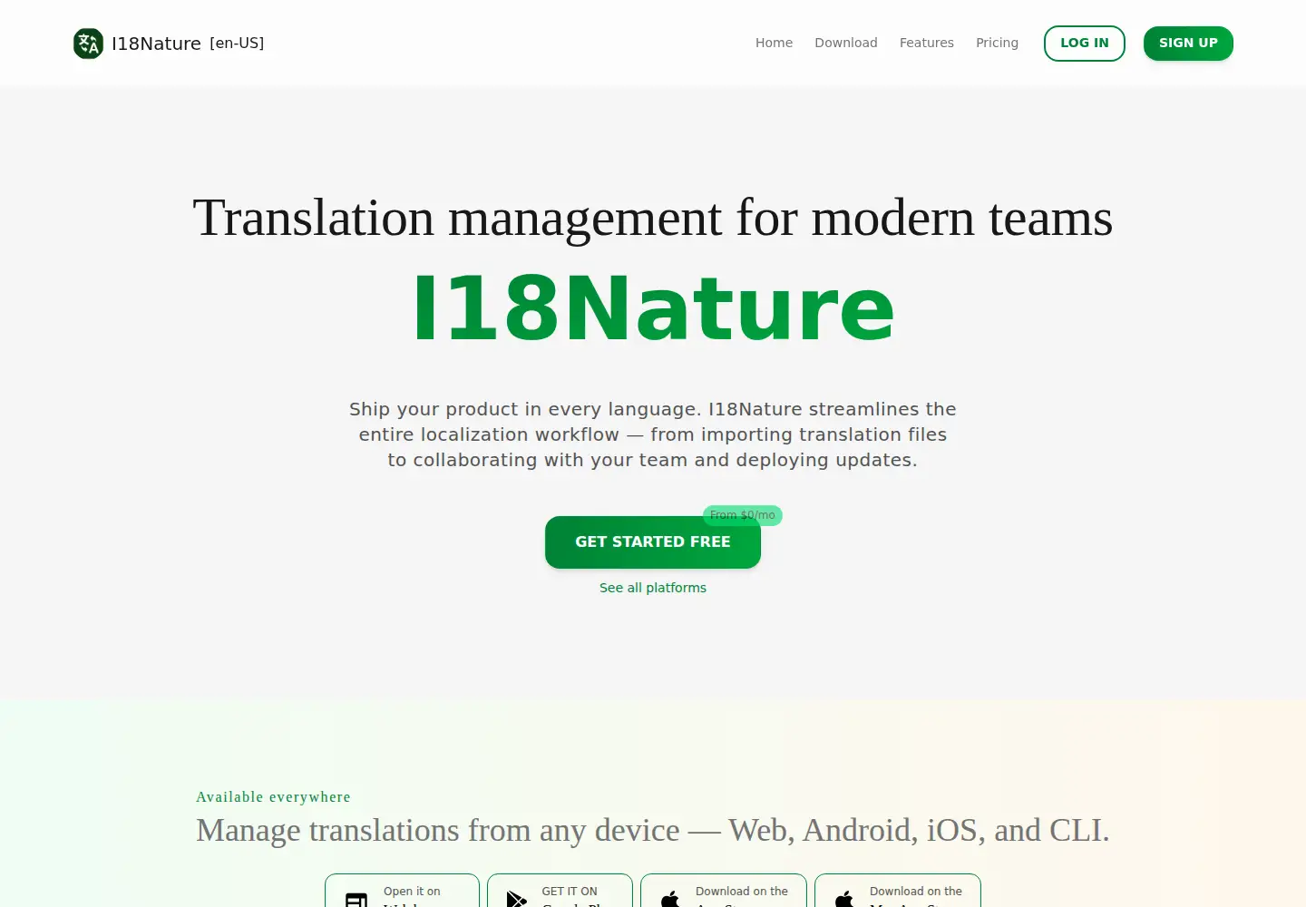 Screenshot of i18nature.com