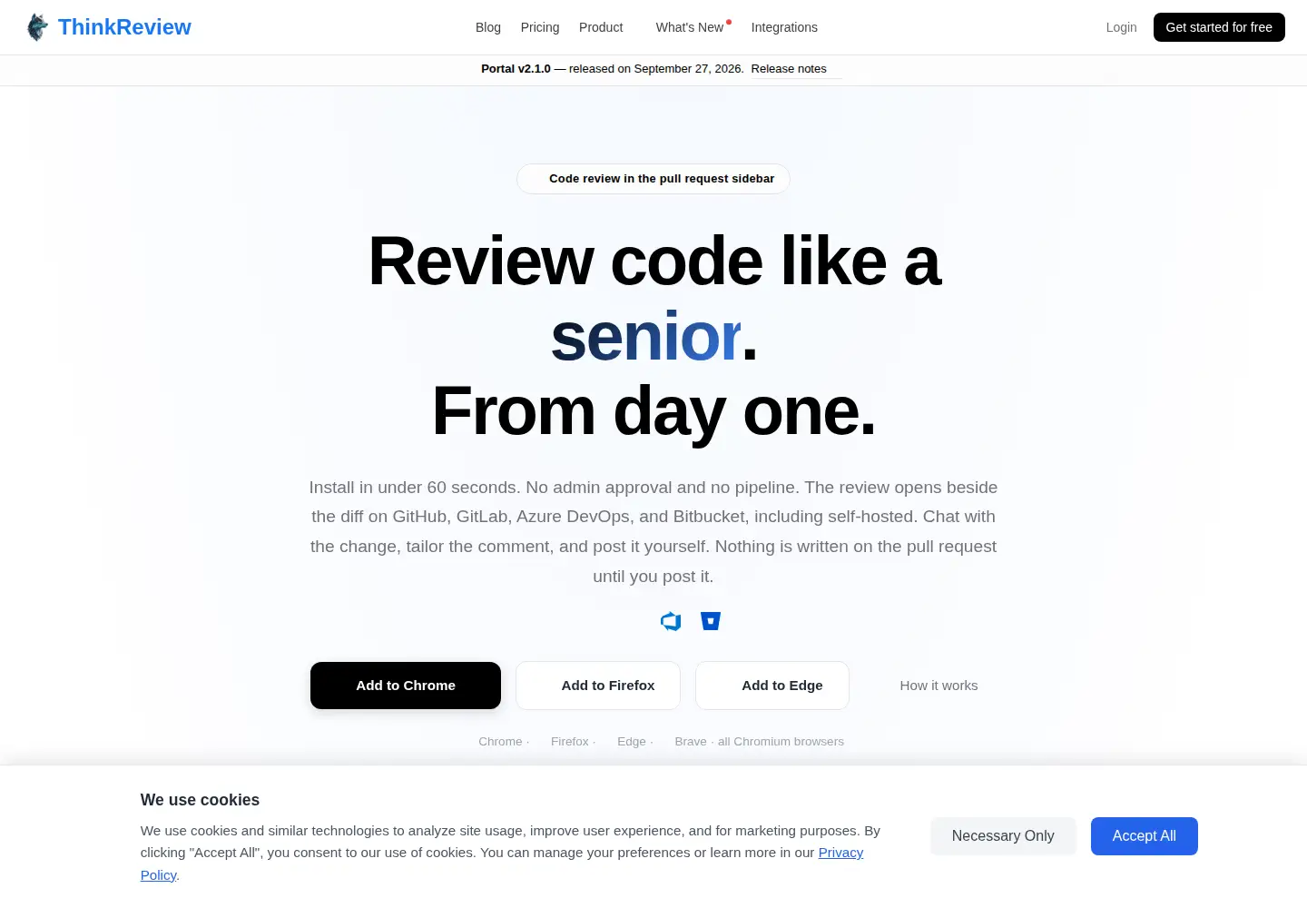 Screenshot of thinkreview.dev