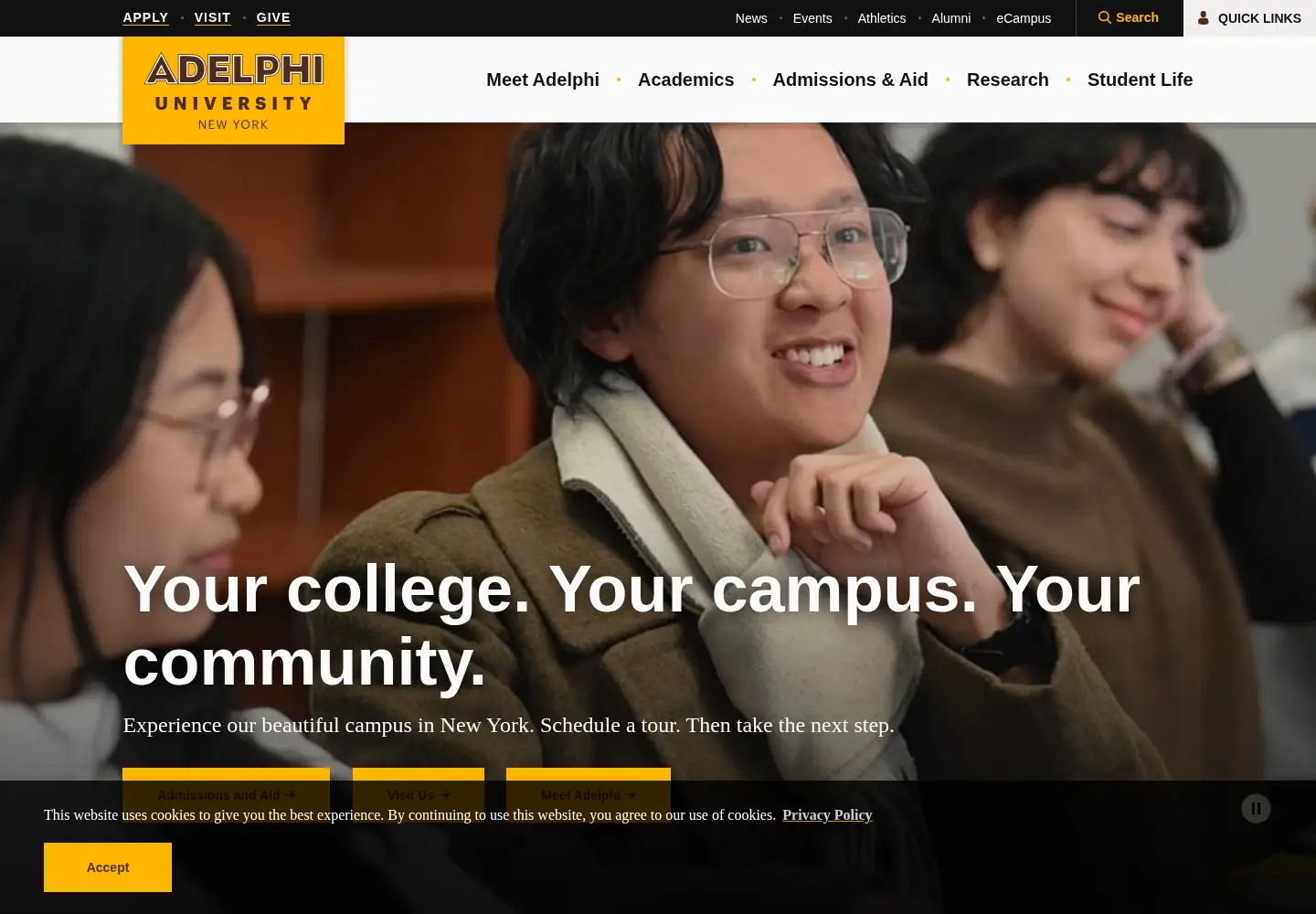 Screenshot of adelphi.edu